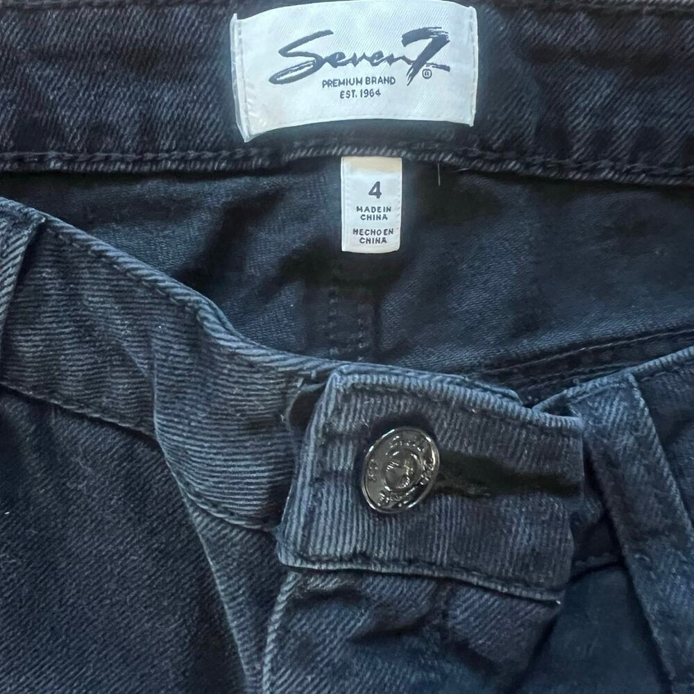 Seven7 Black Distressed Rhinestone "Weekend Short" Denim | Women’s 4 - Picture 5 of 5